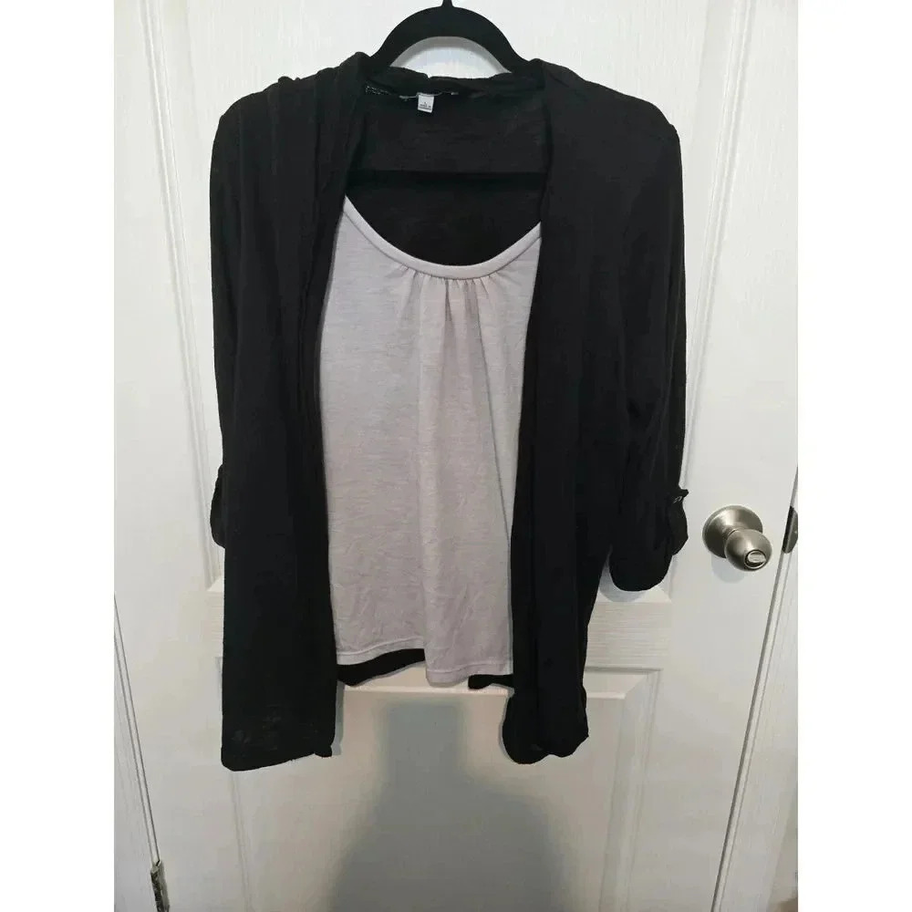 Black White Notation Cardigan Large - image 1